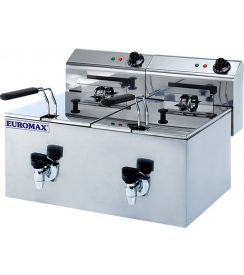 Euromax Friteuse dubbel eco met aftapkraan 2x8L