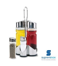 SupremInox Olie/azijn/zout en peper set RVS 