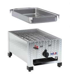 MUE Gasgrill 1-brander tafelmodel + ijzeren pan 