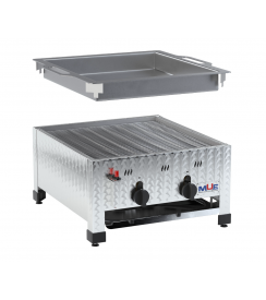 MUE Gasgrill 2-brander tafelmodel + ijzeren pan 