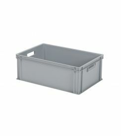 Stapelbak plastic gesloten grijs 600x400x220mm 