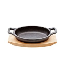 C&T Gietijzer Gratinschaal ovaal op plankje 15,5-20x10cm