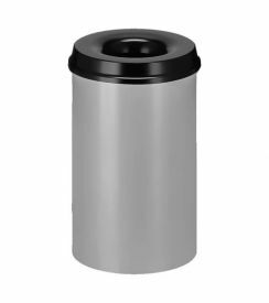 Afvalbak vlamdovend alu/zwart 20 L