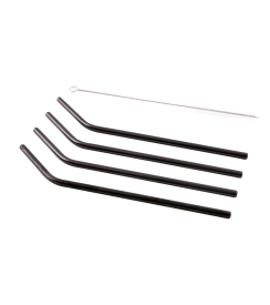Point-Virgule Cocktailrietjes RVS zwart 20,5cm | 4 stuks