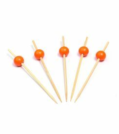 Sier Prikker bamboe oranje bol Ø120mm | 200 stuks