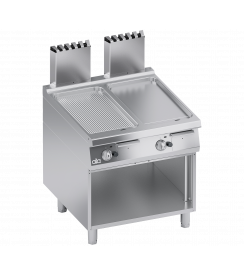 ATA Performance Frytop gas chrome 1/2 vlak - 1/2 geribd met open kast 900L