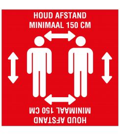 Pickup Vloersticker zelfklevend 'Houd afstand minimaal 150cm' rood 280x280mm 