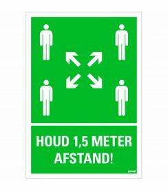 Pickup Bord 'Houd 1,5 meter afstand!' verzamelplaats groen 230x330mm
