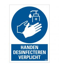 Pickup Bord 'Handen desinfecteren verplicht' blauw 230x330mm