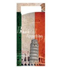 Bestekzak Italiaans met wit servet | 100 stuks