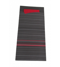 Bestekzak Lima zwart-rood servet | 100 stuks