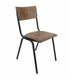 Schoolstoel Retro Vintage Walnut + Black Frame