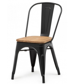 Stoel Hamburg zwart + houten zitting