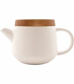 Point-Virgule Theepot wit aardewerk deksel acacia 600ml 