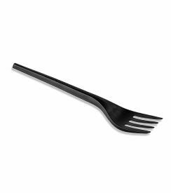 Vork herbruikbaar CPLA zwart 16,8cm | 50 stuks