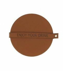 Glasonderzetter "Enjoy your drink" cognac/bruin/zwart | 6 stuks