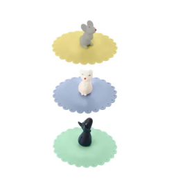 Dotz Glasdeksel diertje silicone groen blauw of geel 10,5cm (willekeurige kleur)