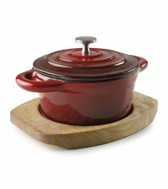 Lacor Braadpannetje met plankje rood 200ml Ø10cm