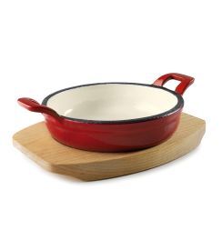 Lacor Braadpannetje met plankje rood 470ml Ø16cm