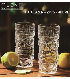 Tiki Glazen transparant 400ml | 2 stuks