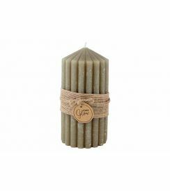 Cosy@Home Kaars ribble olijfgroen 60h 7x7xH14cm