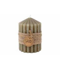 Cosy@Home Kaars ribble olijfgroen 40h 7x7xH10cm