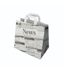 Draagtas newsprint papier 25x26x17cm | 50 stuks