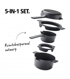 Brabantia Pannenset Compact 5-in-1 zwart