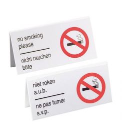 Tafelbordje "Niet roken" 4-talig 13x6,5xH7,5cm