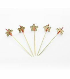 Sier Prikker Bamboe pijl rood bloem 90mm | 200 stuks