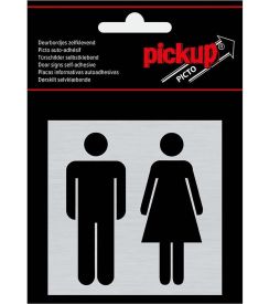 Sticker pictogram alu toiletten man/vrouw 80x80mm